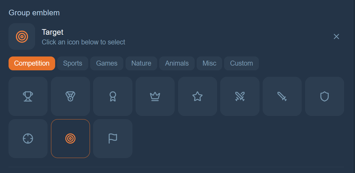 Custom group emblem in Budelo