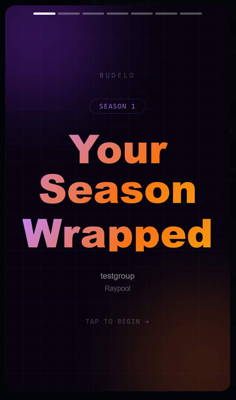 Season recap graphics in Budelo